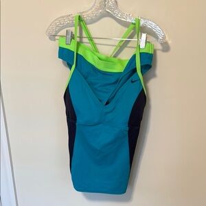 Nike Women’s Royal Blue, Lime Green and Navy Tankini Bathing Suit / Size 16